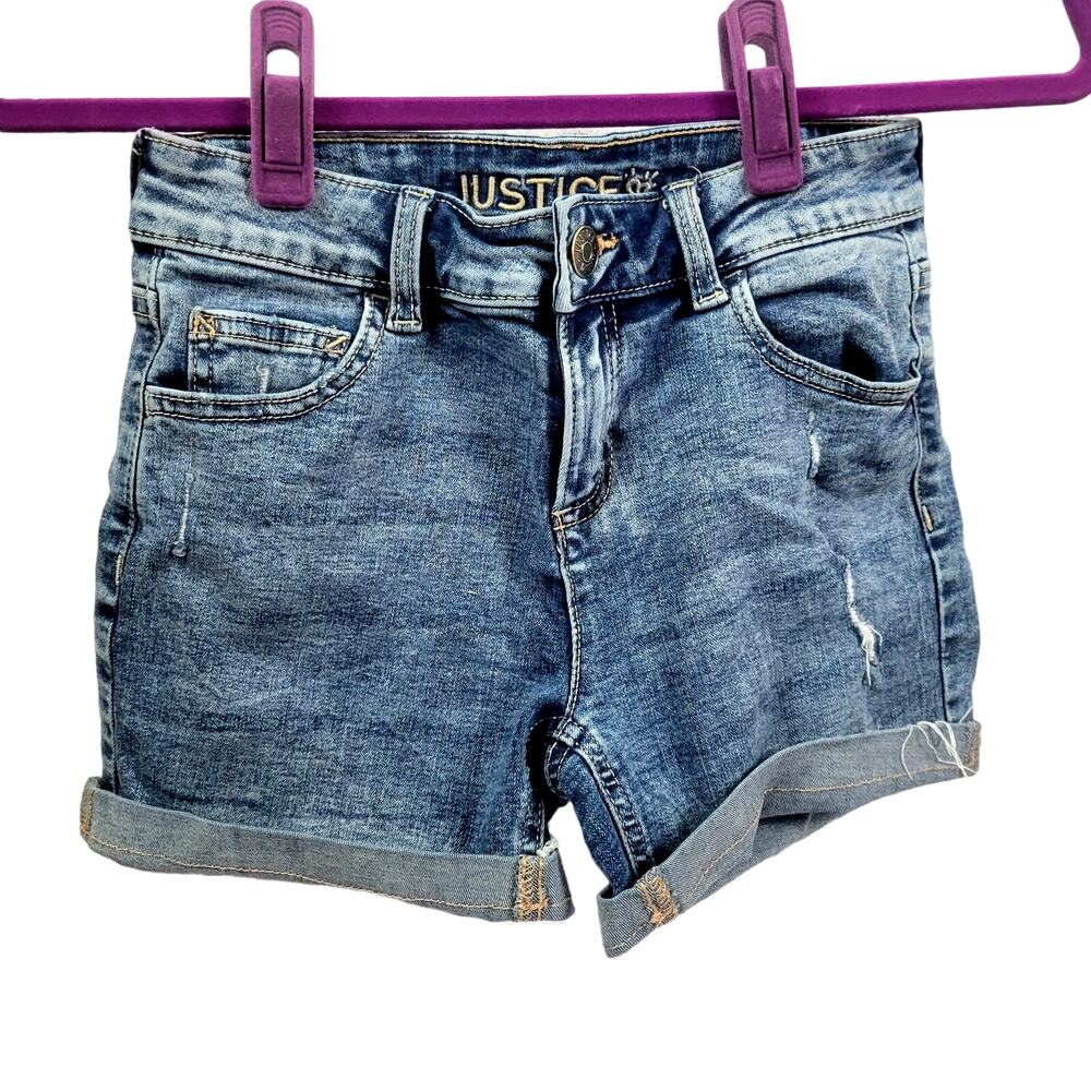 Justice Girls Denim Midi Medium Wash Shorts Size 14‎